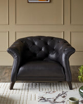 Luxe black leather armchair