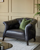 Luxe black leather armchair