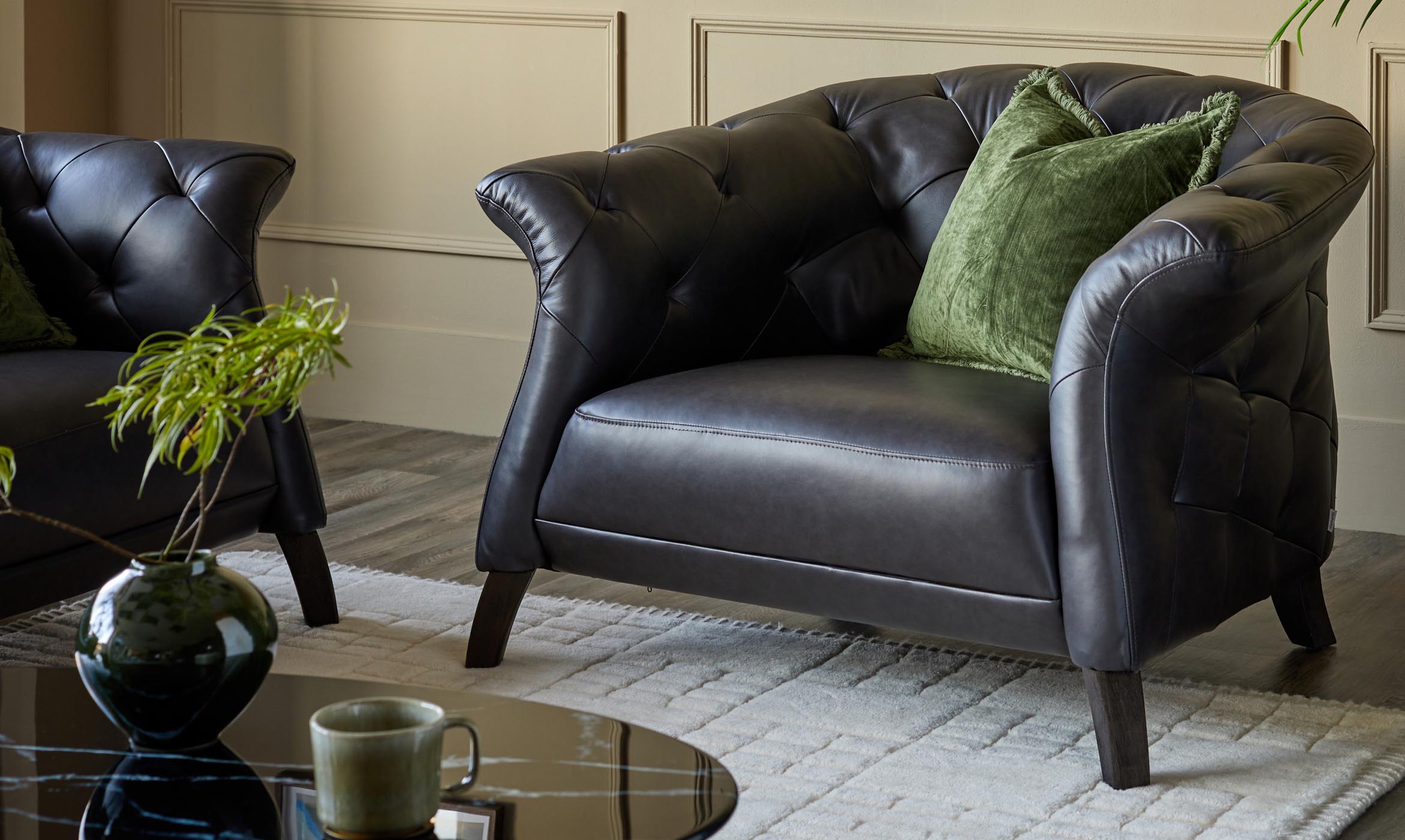 Luxe black leather armchair