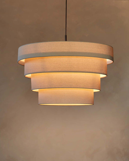 Madison natural linen round adjustable pendant light