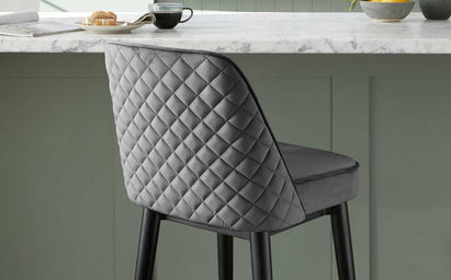 Mae Dark Grey Velvet Barstool