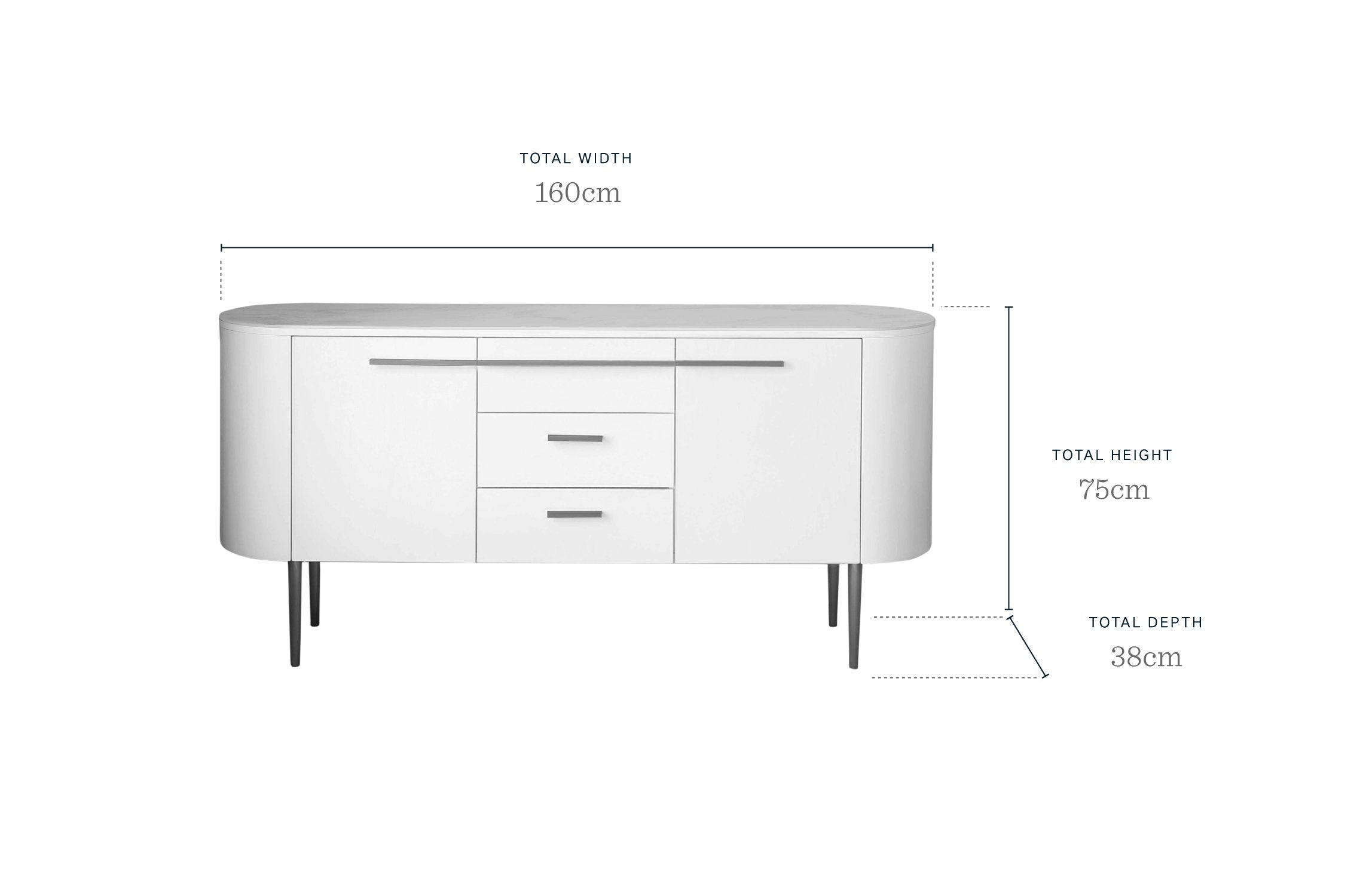 Manhattan White Oak and Marbled Ceramic Large Sideboard