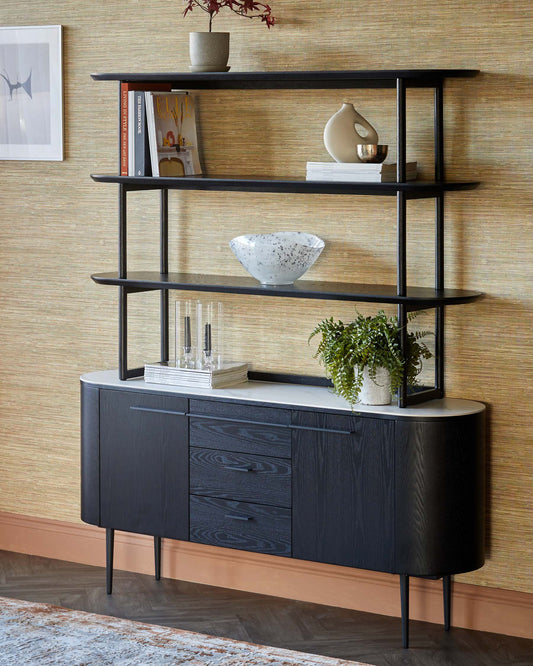 Manhattan black ash shelving unit