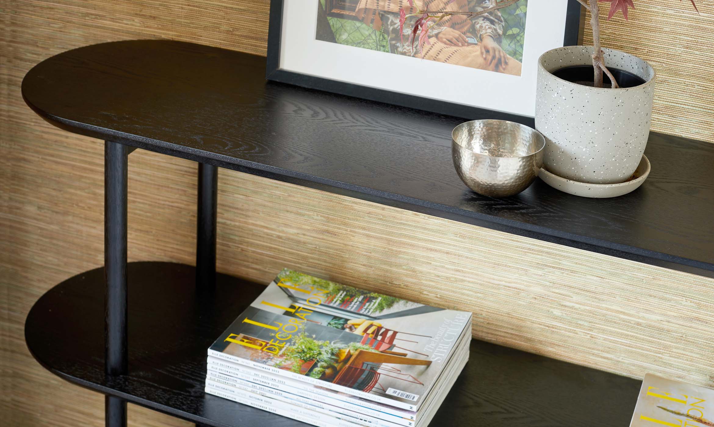 Manhattan black ash shelving unit