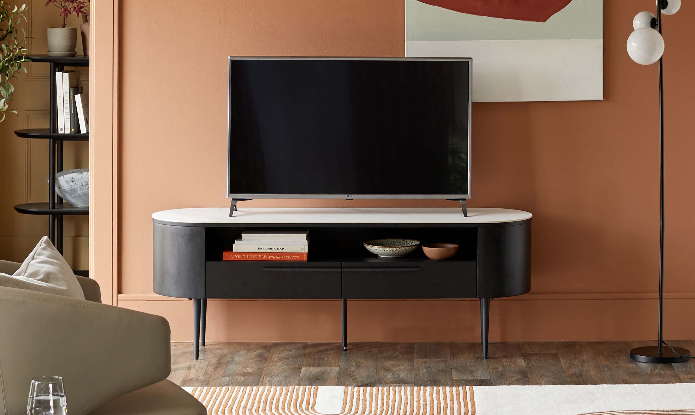 Manhattan marbled ceramic TV stand