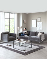 Margot dark grey fabric 3 seater sofa