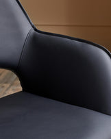 Marlow black faux leather swivel dining chair (Sold in pairs)