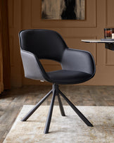 Marlow black faux leather swivel dining chair (Sold in pairs)