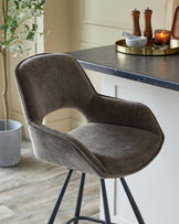 Marlow mocha fabric swivel bar stool