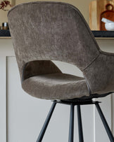 Marlow mocha fabric swivel bar stool