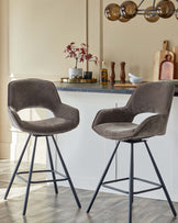 Marlow mocha fabric swivel bar stool