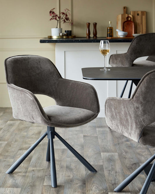 Marlow mocha fabric swivel dining chair (Sold in pairs)