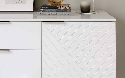 Geo Matt White And Stainless Steel Textured Sideboard