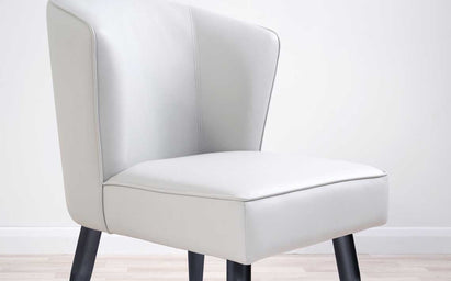 Mellow Light Grey Faux Leather Dining Chair With Black Legs (Sold in pairs)