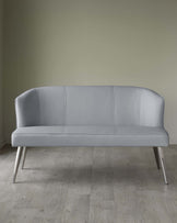 Mellow 3 Seater Stainless Steel Dining Bench with Backrest : Mid Grey Faux Leather