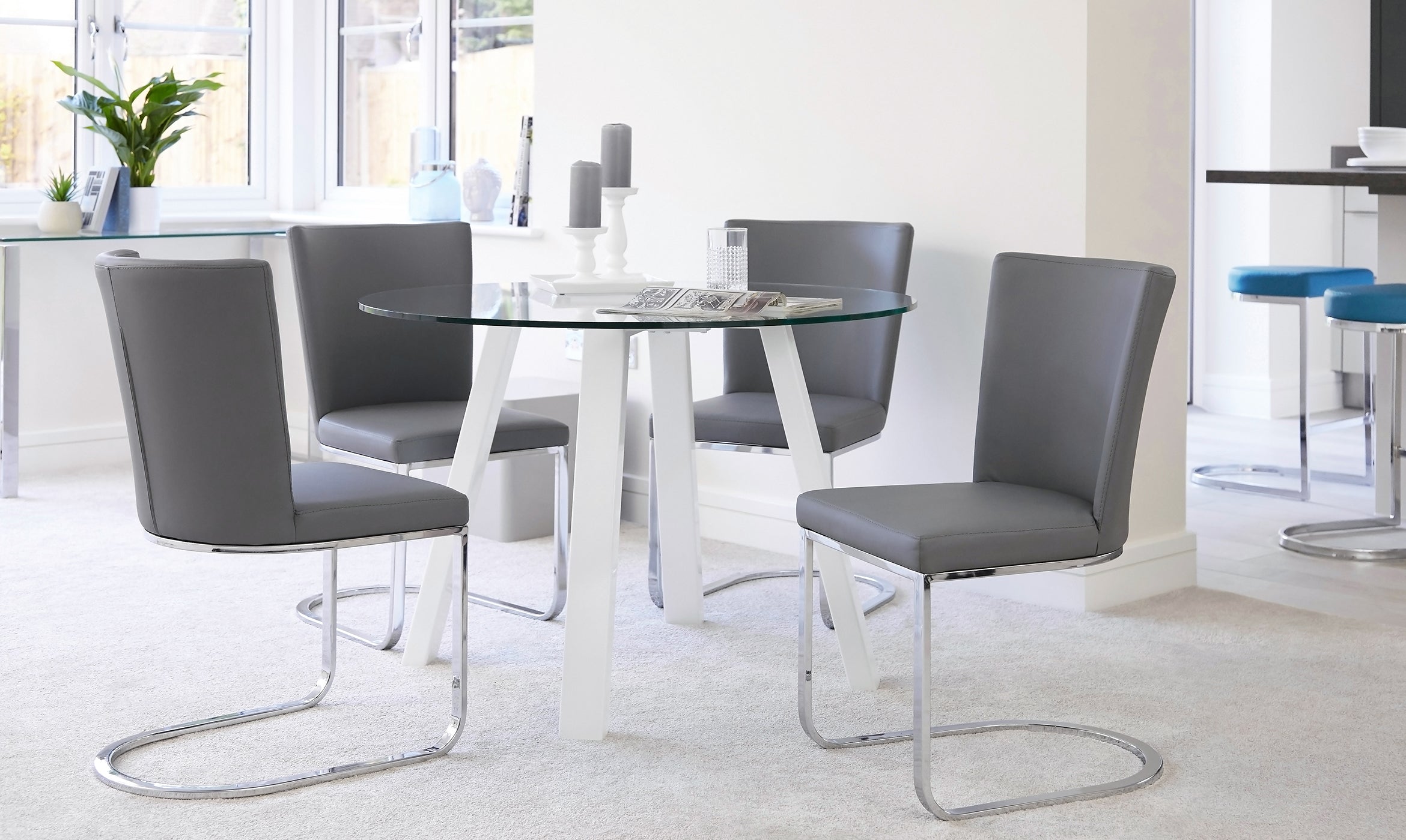 Form Mid Grey Faux Leather Dining Chair (Sold in pairs)