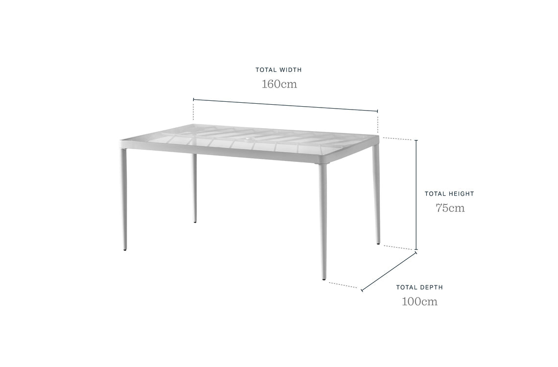 Mirabel Glass 6 Seater Garden Dining Table