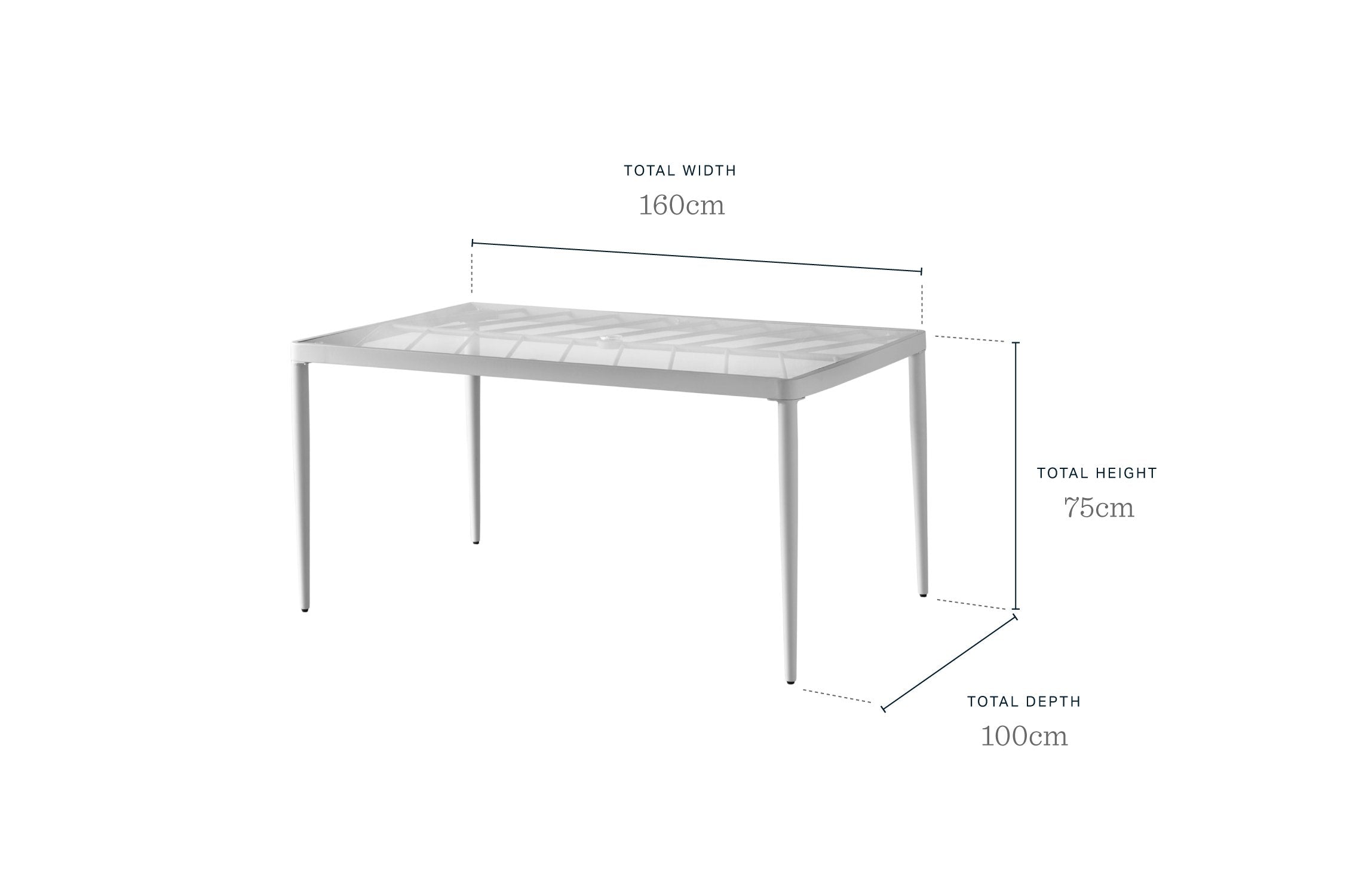 Mirabel Glass 6 Seater Garden Dining Table