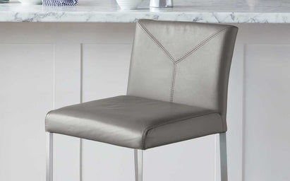 Monti Dark Grey Real Leather Bar Stool