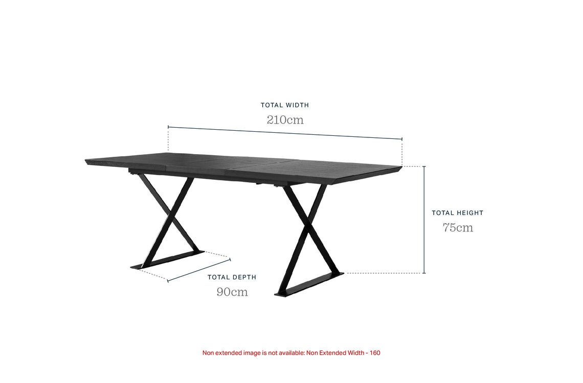 Nala dark washed wood extending 6 to 8 seater dining table