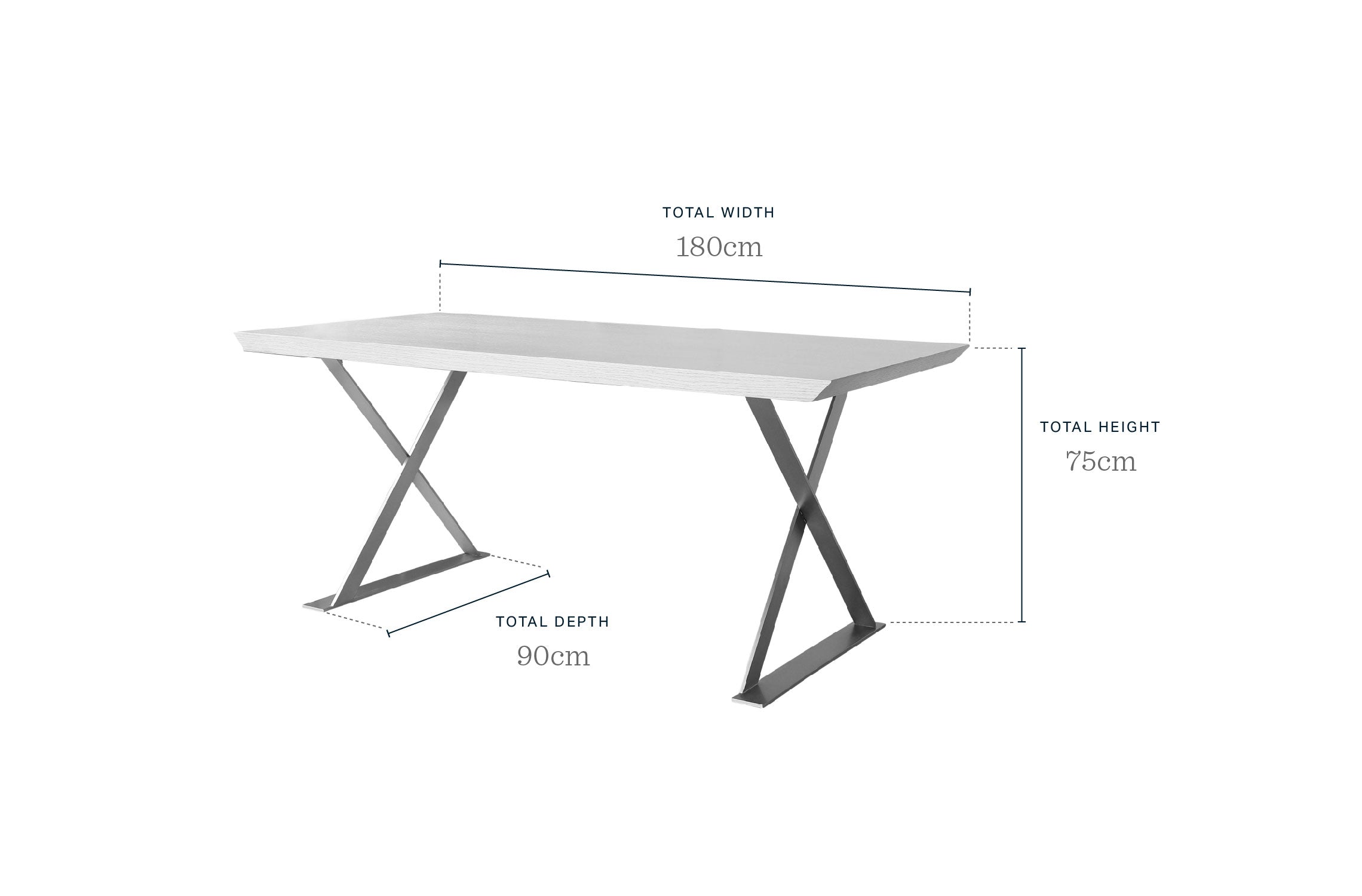 Nala grey wood 6 seater dining table