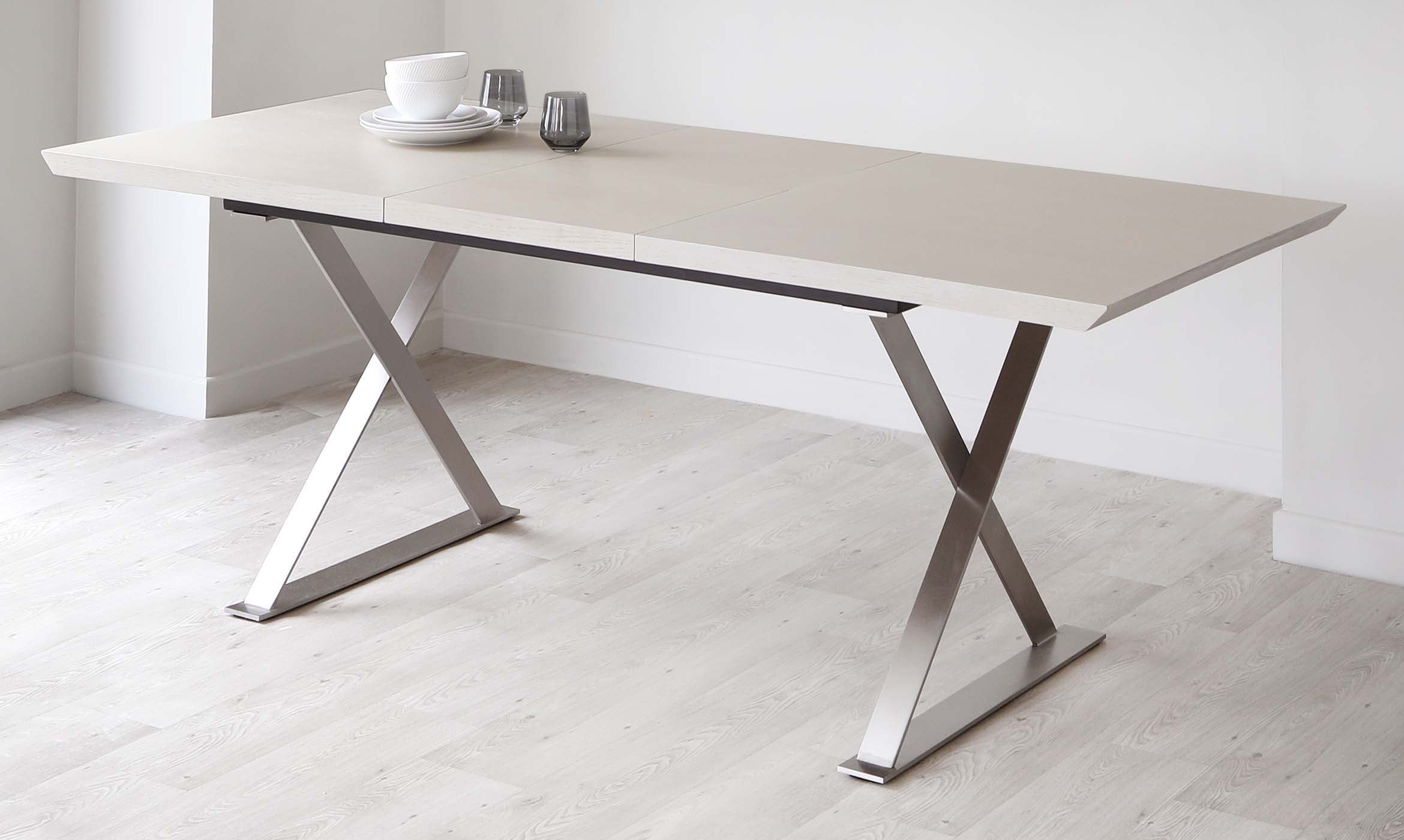 Nala grey wood extending 6 to 8 seater dining table