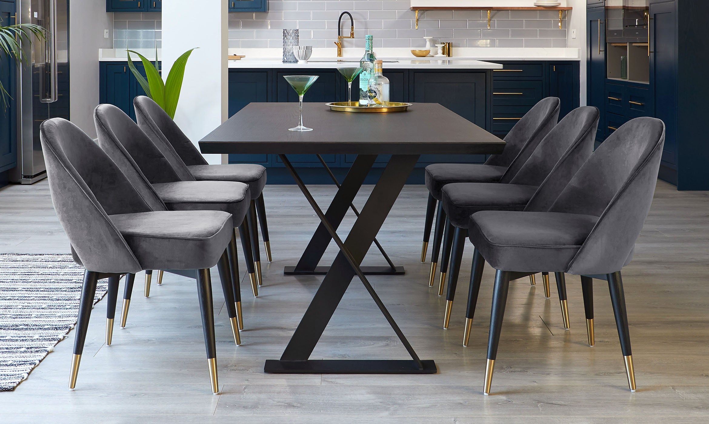 Clover Dark Grey Velvet Dining Chair (Sold in pairs)