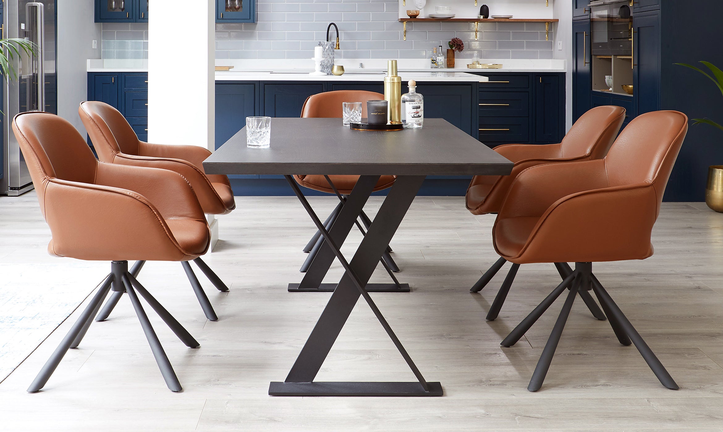 Nala dark washed wood 6 seater dining table