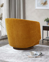 Natalia ochre chenille swivel accent chair