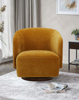 Natalia ochre chenille swivel accent chair