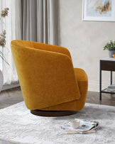 Natalia ochre chenille swivel accent chair