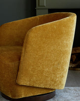 Natalia ochre chenille swivel accent chair