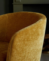 Natalia ochre chenille swivel accent chair