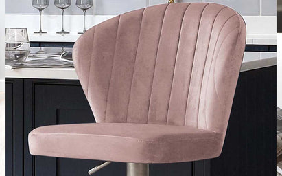 Harper Pink Velvet Gas Lift Bar Stool