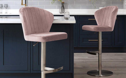 Harper Pink Velvet Gas Lift Bar Stool