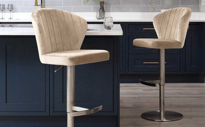 Harper Champagne Velvet Gas Lift Bar Stool