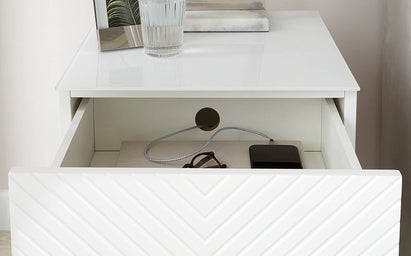 Noah White Gloss 2 Drawer Bedside Table