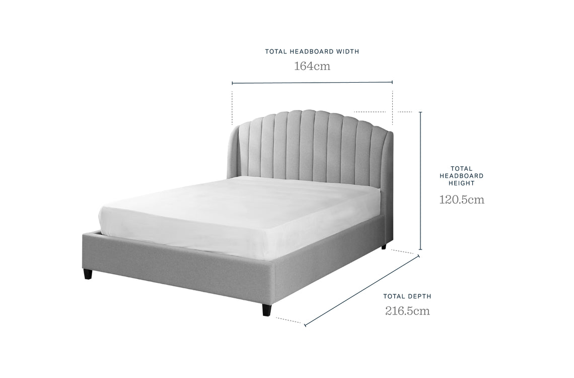 Noelle Light Grey Fabric King Size Ottoman Storage Bed