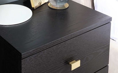 Odele Black Ash 2 Drawer Bedside Table