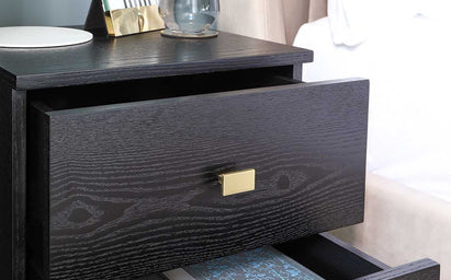 Odele Black Ash 2 Drawer Bedside Table