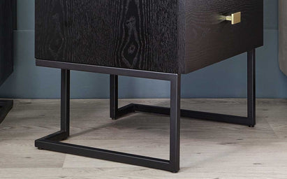 Odele Black Ash 2 Drawer Bedside Table