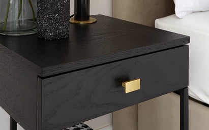 Odele Black Ash Bedside Table