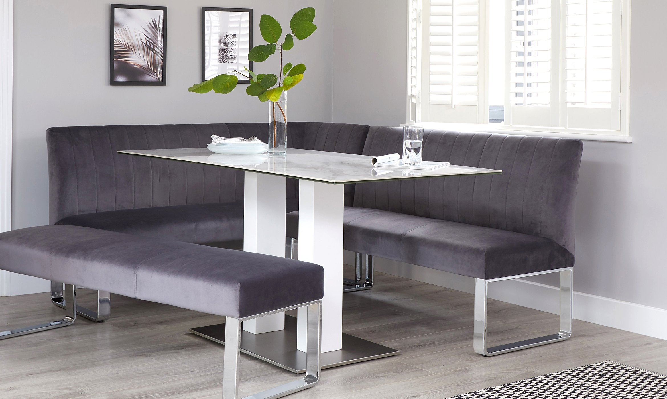 Mia White Marbled Ceramic 6 Seater Dining Table