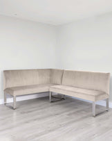 Ophelia Champagne and Stainless Steel Velvet Right Hand 5 Seater Corner Bench