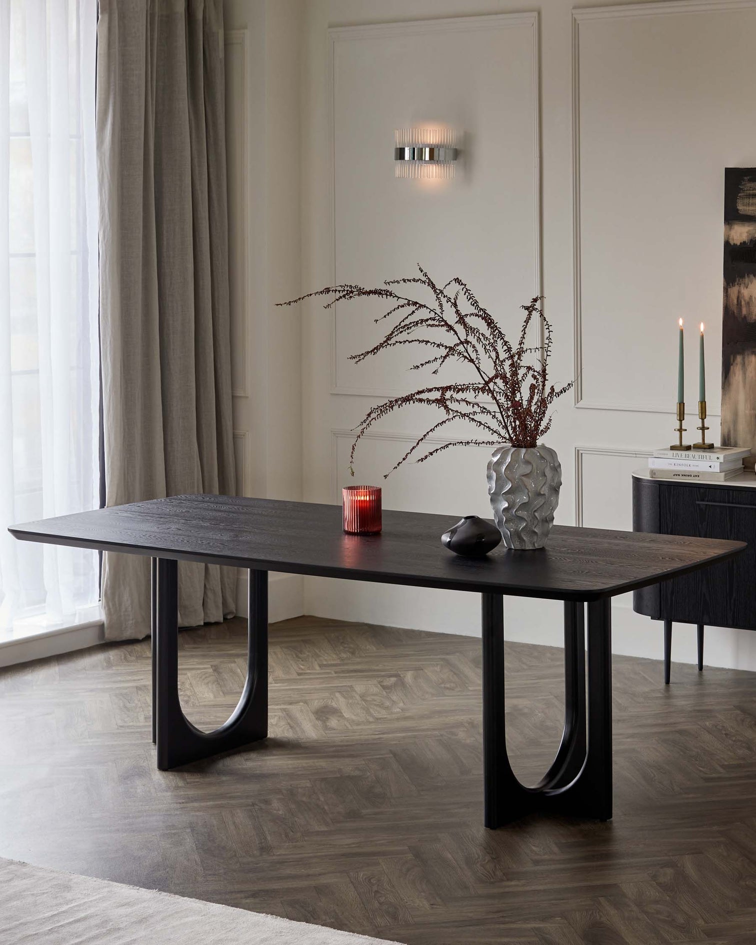 Orlan 8 Seater Fixed Dining Table Black Ash – Danetti