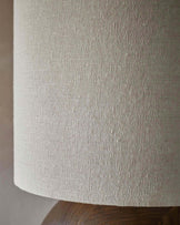 Orlan natural linen and dark wood table lamp