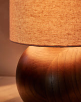 Orlan natural linen and dark wood table lamp