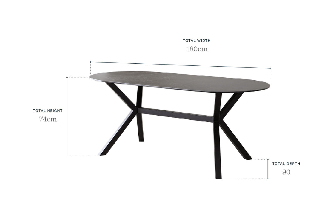 Orwell Dark Grey Ceramic Dining 6 Seater Table