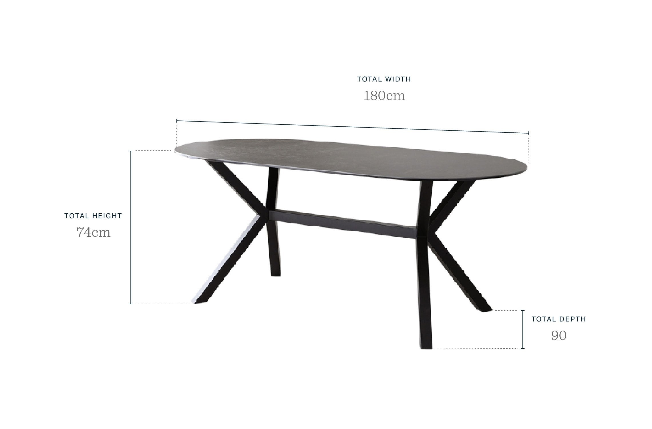 Orwell Dark Grey Ceramic Dining 6 Seater Table