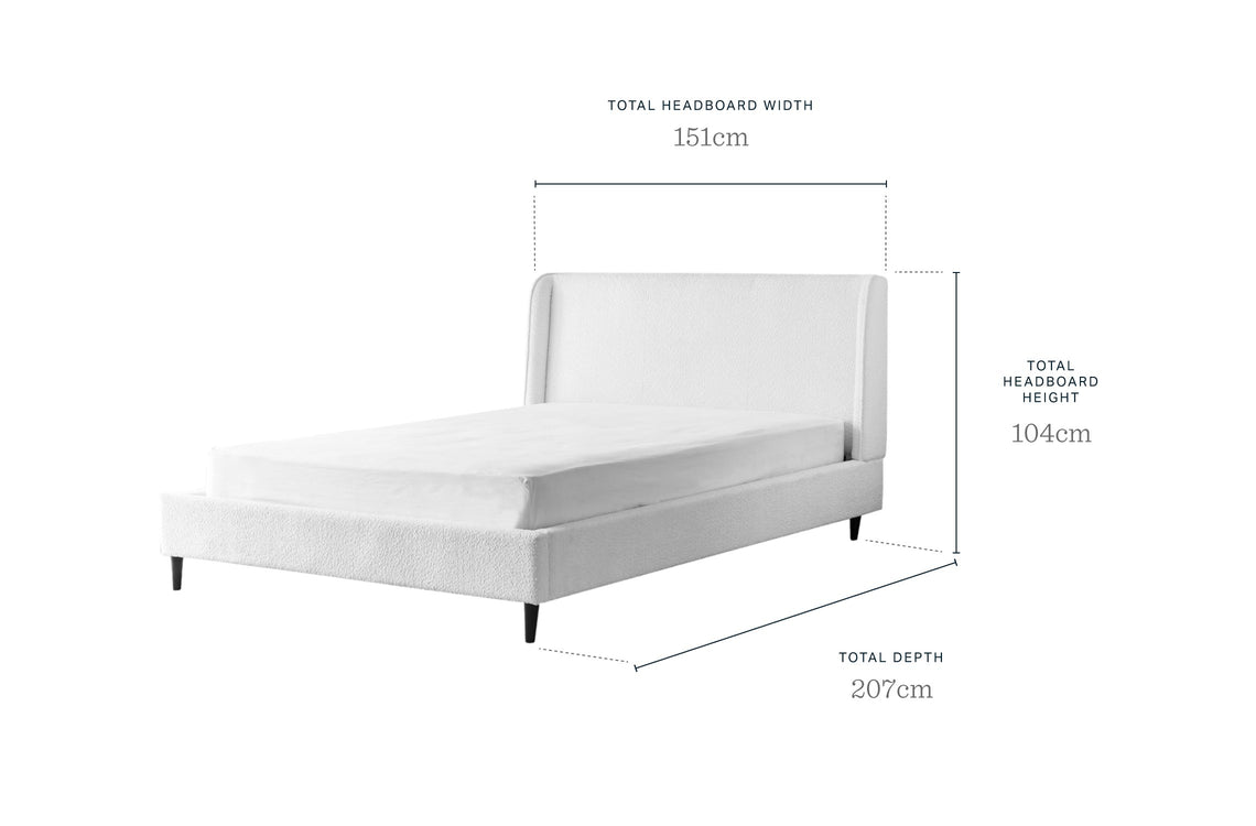 Paolo Ivory Boucle Double Bed